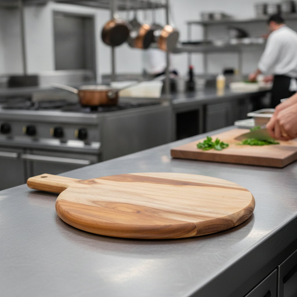 Teak Wood Round Chopping Board 300mm for Food Preparation