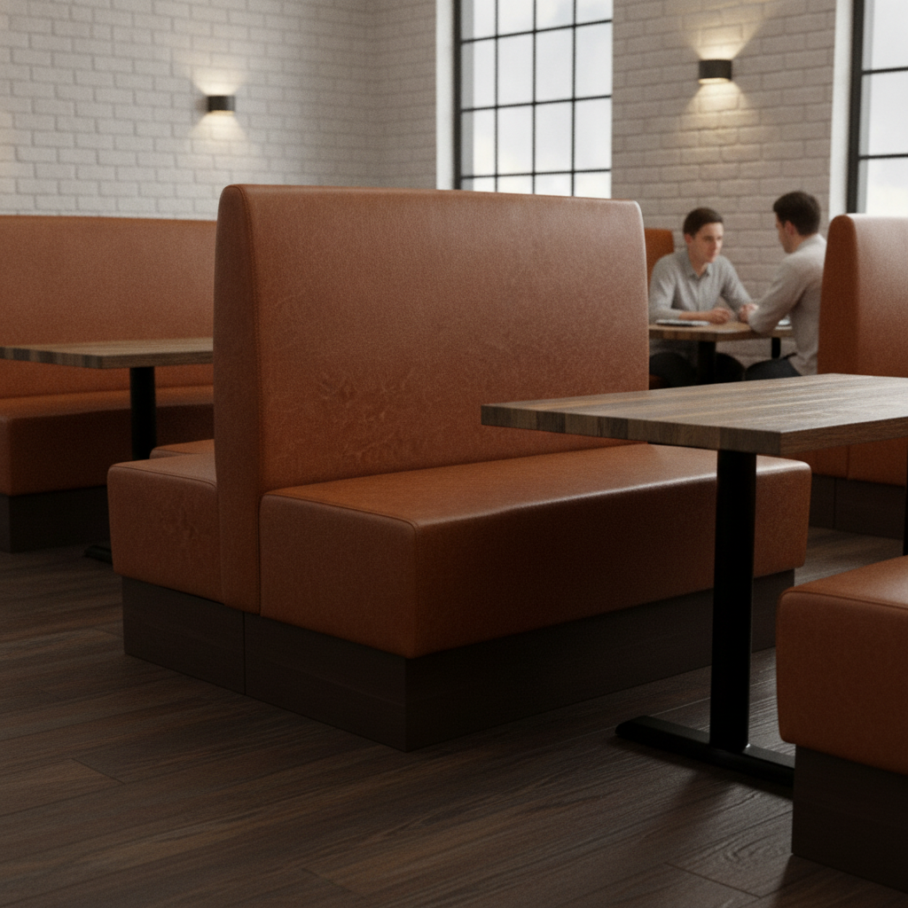 Rubber Wood Double Booth in Bison Tan 1070mm for Restaurant Seating