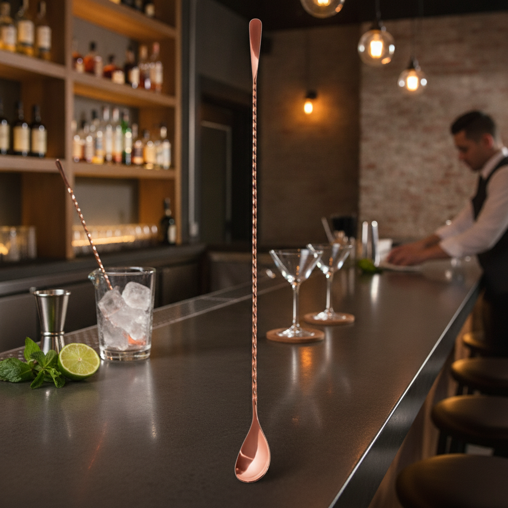 Stainless Steel Copper Plated Cocktail Spoon 450mm for Bars & Pubs