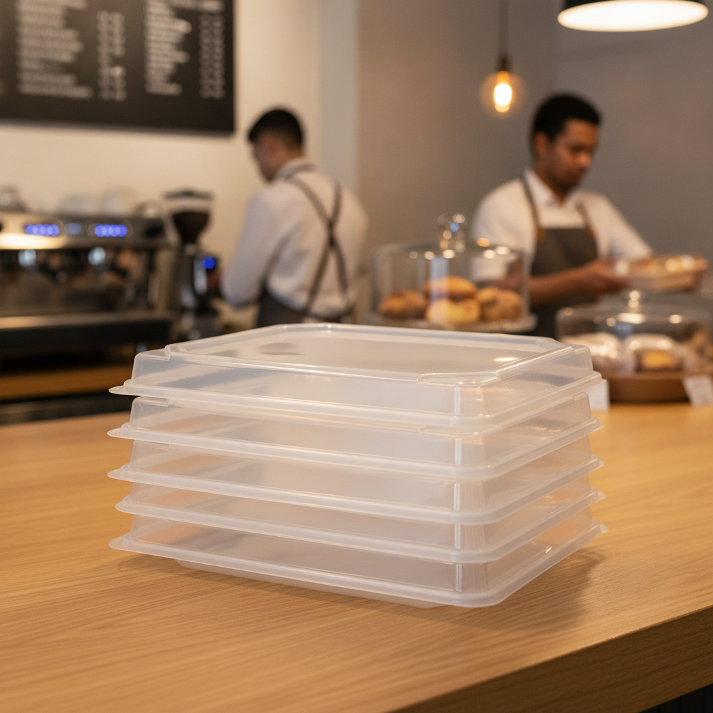 Clear rPET Bento Box Lids 263 x 201mm for Cafés & Delis (Pack of 90)