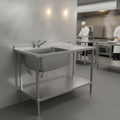 304 Stainless Steel Single Sink with Right Hand Drainer 1200mm for Commercial Kitchens