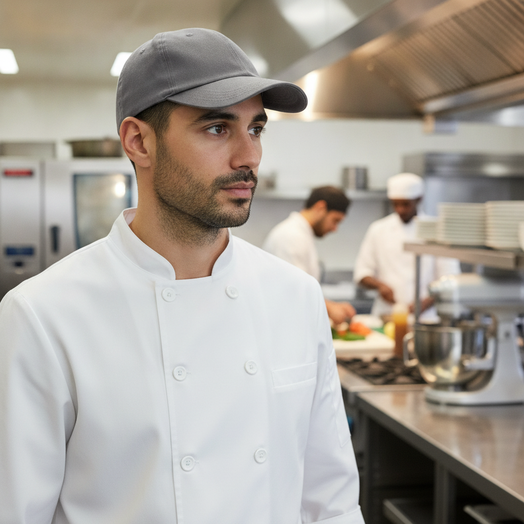 Polycotton Baseball Cap in Charcoal for Chefs & Staff