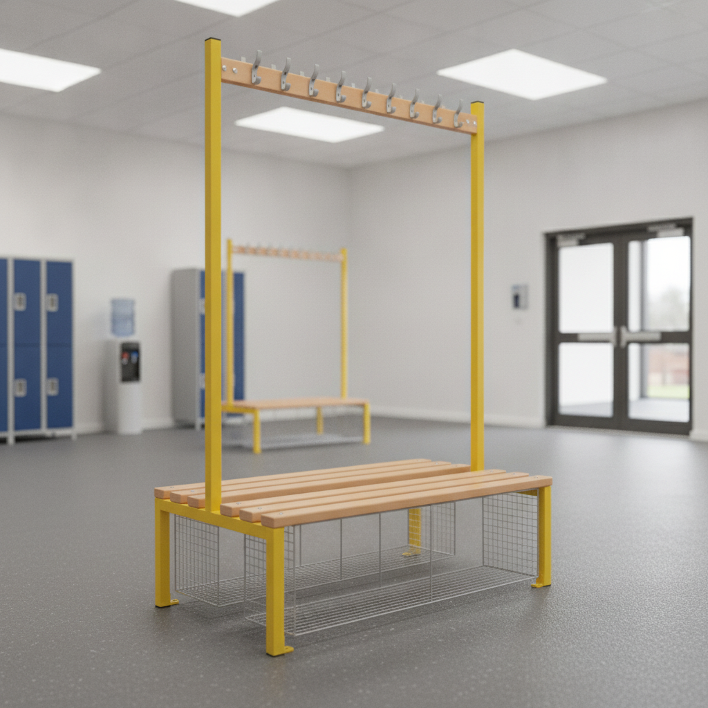Powder Coated Steel Double-sided Island Seating for Schools & Gyms