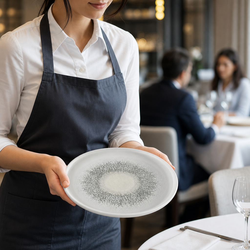Walled Plates 210mm Grey Ceramic for Restaurants & Catering (Pack of 6)