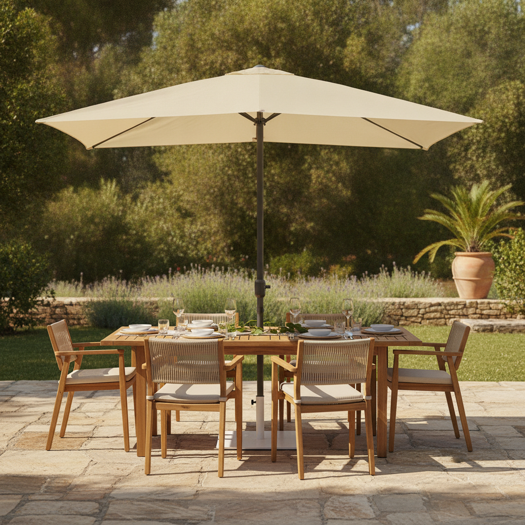 Aluminium Rectangular Parasol 2m x 3m Cream for Outdoor Dining