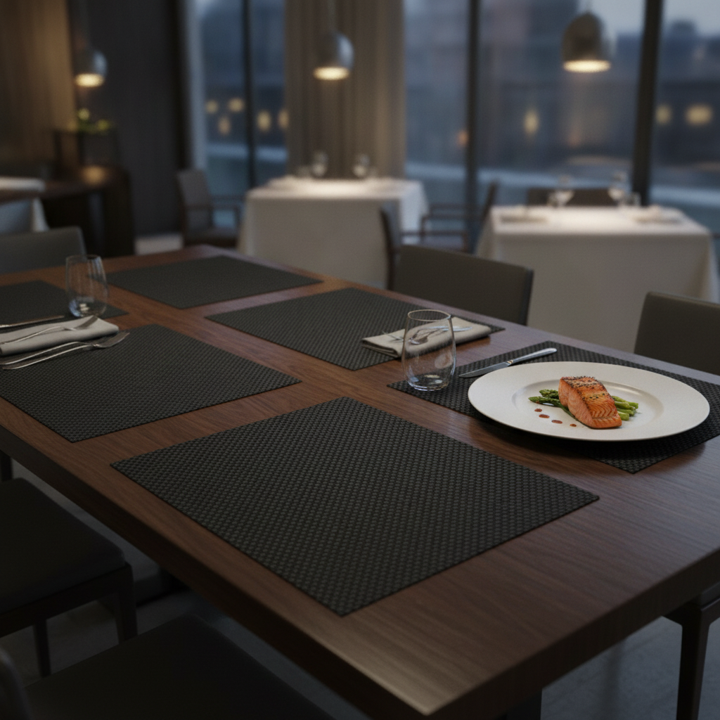 Black PVC Placemat 450x330mm for Dining Tables (Pack of 6)