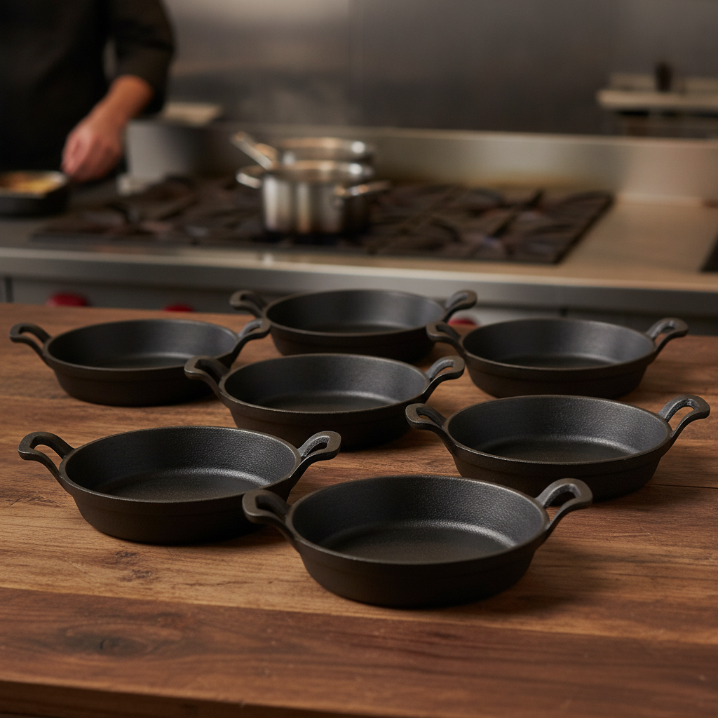 Cast Iron Round Eared Dish 0.77L for Serving (Pack of 6)