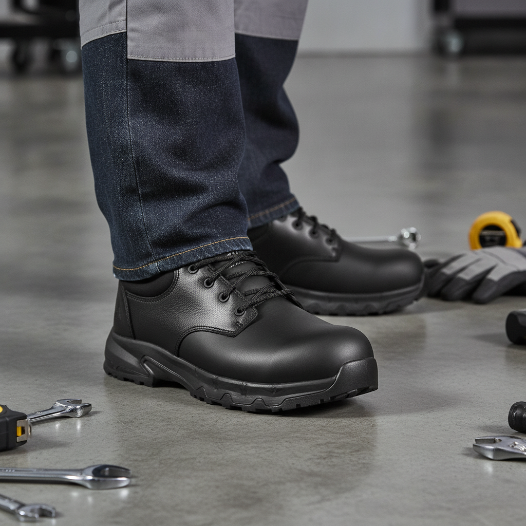 Microfibre Black Safety Shoes with Nano Composite Toe Cap for Workplace Protection
