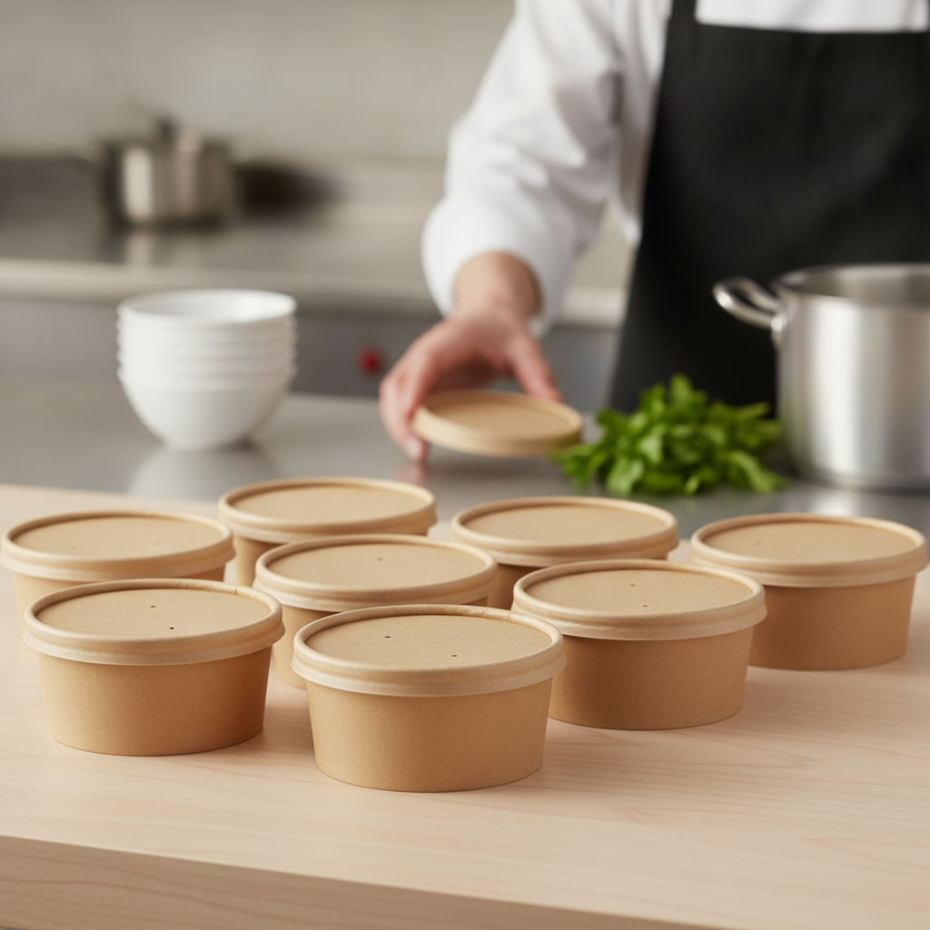 Paper Soup Cup Lids Kraft for Safe Food Storage (Pack of 500)