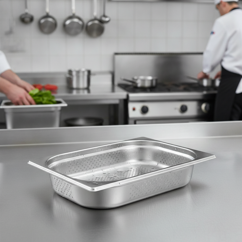 201 Stainless Steel Perforated 1/2 Gastronorm Tray 65mm for Professional Kitchens