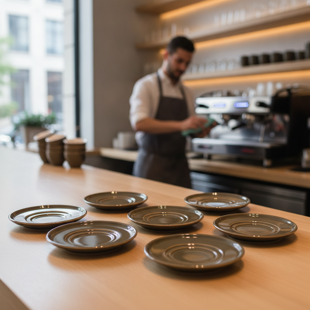 Porcelain Brown Espresso Saucers 125mm for Hospitality (Pack of 6)