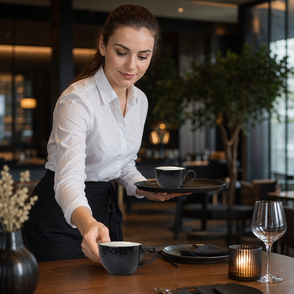 Alumina Low Cups 228ml Black Vitrified Ceramic for Stylish Beverage Service (Pack of 36)