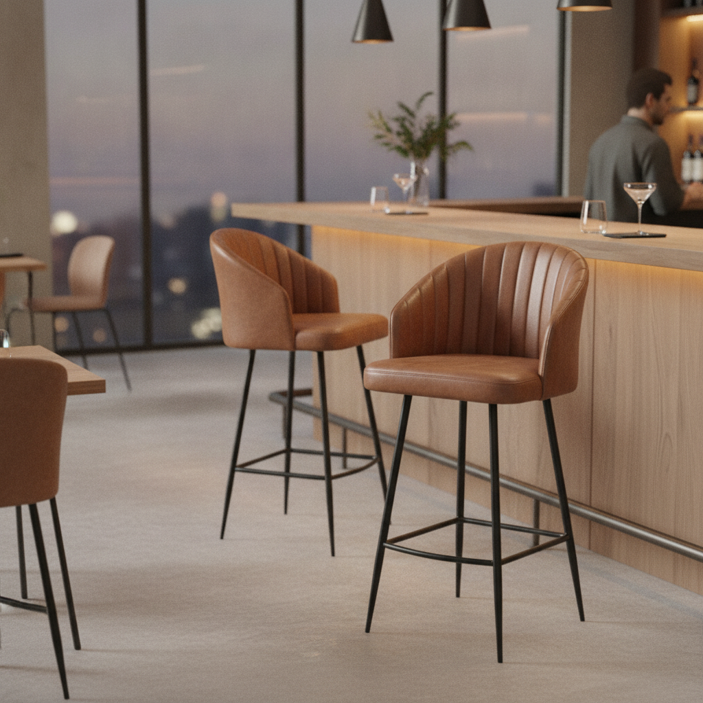 Bruciato Leather Bar Stool Tan 800x600mm for Indoor Dining Spaces