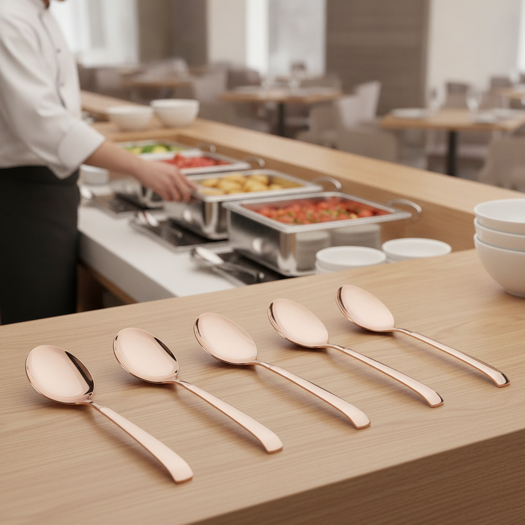 18/10 Stainless Steel Solid Serving Spoon for Buffets (Pack of 6)