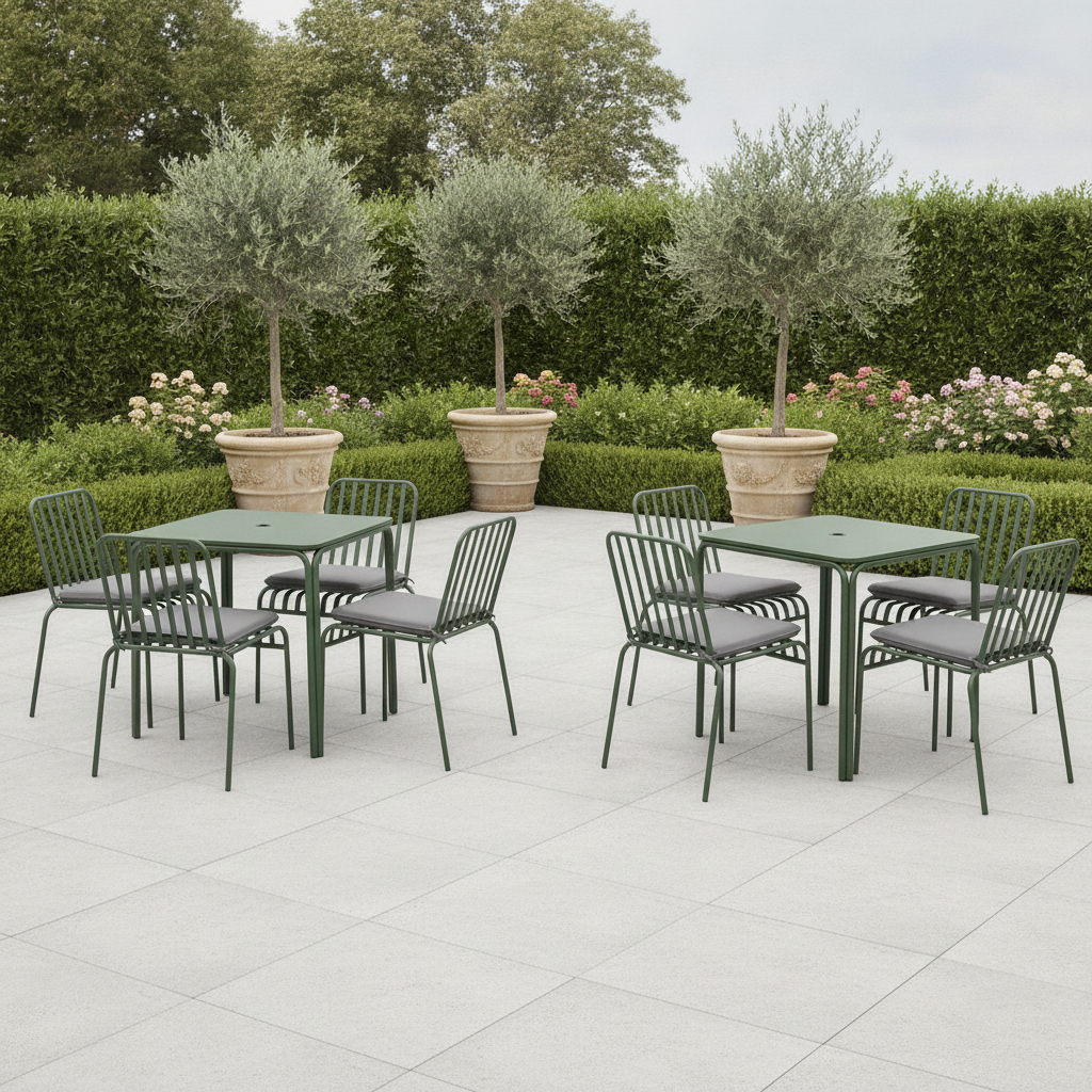 Rust-Resistant Steel Outdoor Dining Set 750mm for Year-Round Use (Pack of 2)