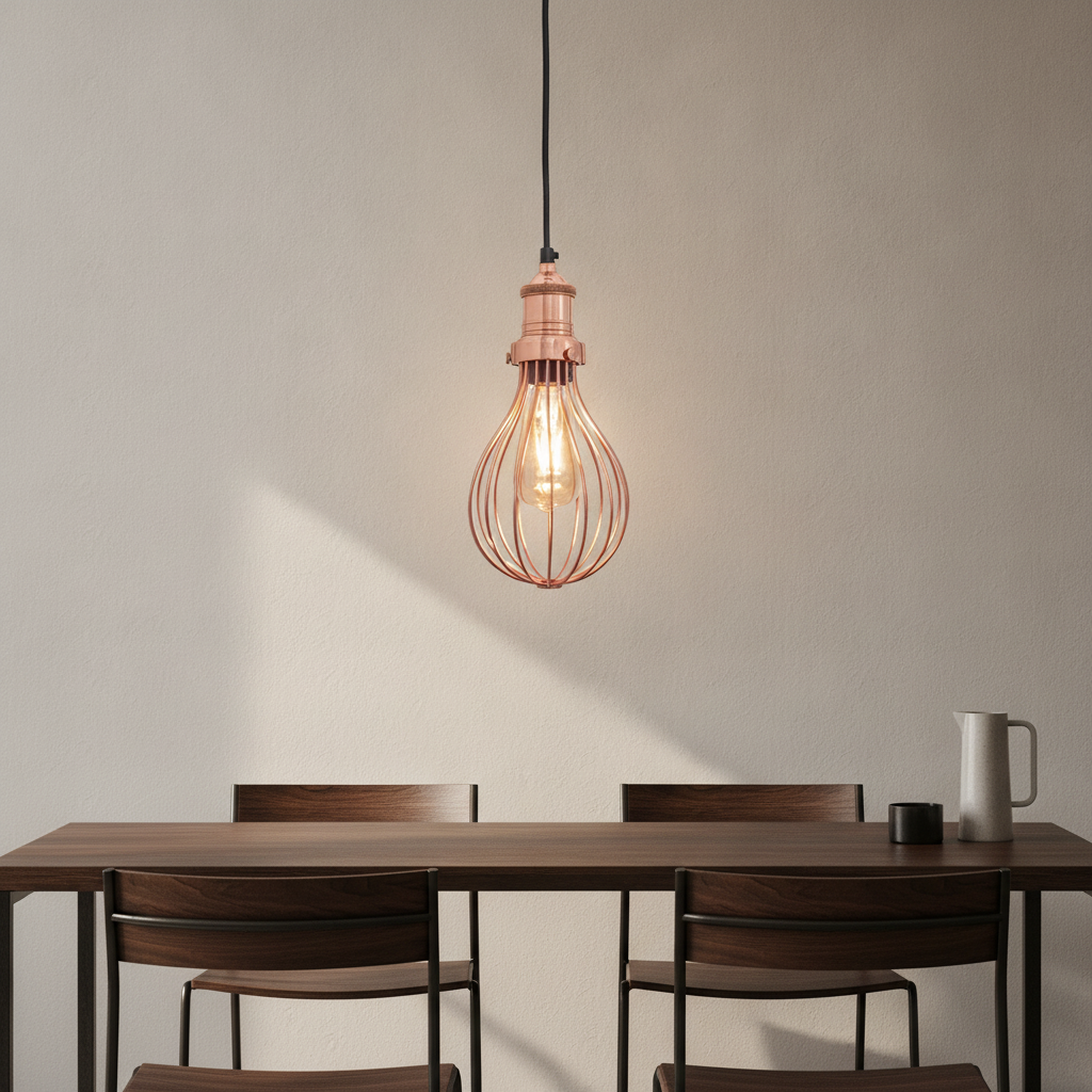 Copper Balloon Cage Pendant Light 155mm for Indoor Spaces