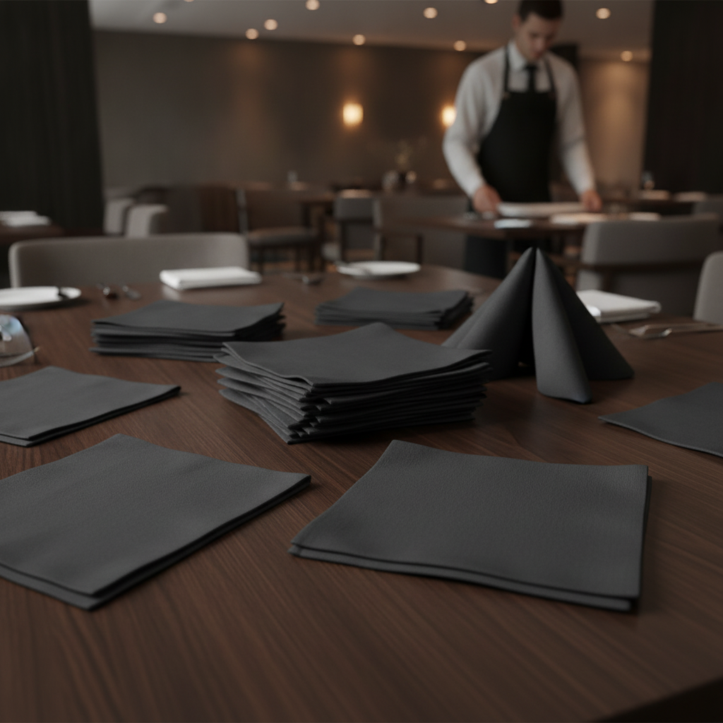 Linen Black Table Napkin 400x450mm for Elegant Dining (Pack of 12)