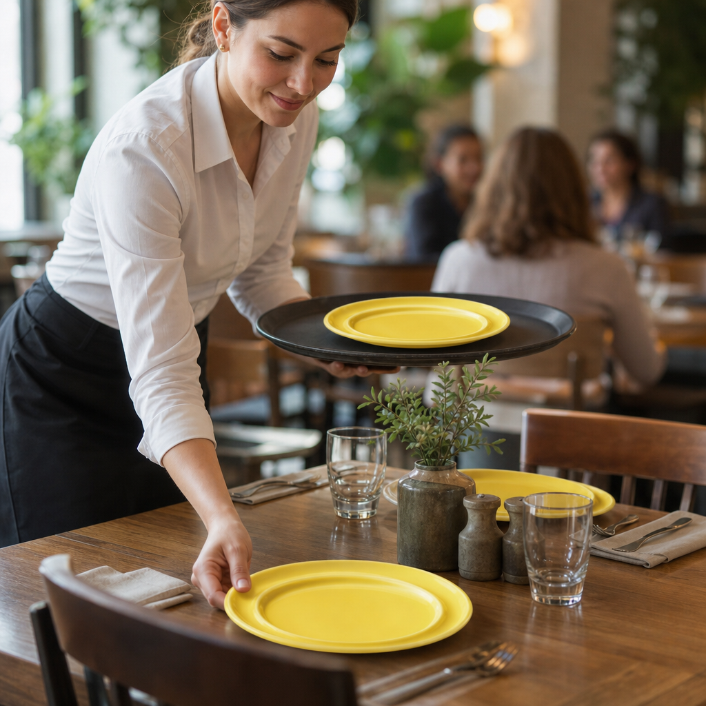 Heritage Raised Rim Plates Yellow Porcelain for Care Environments (Pack of 4)