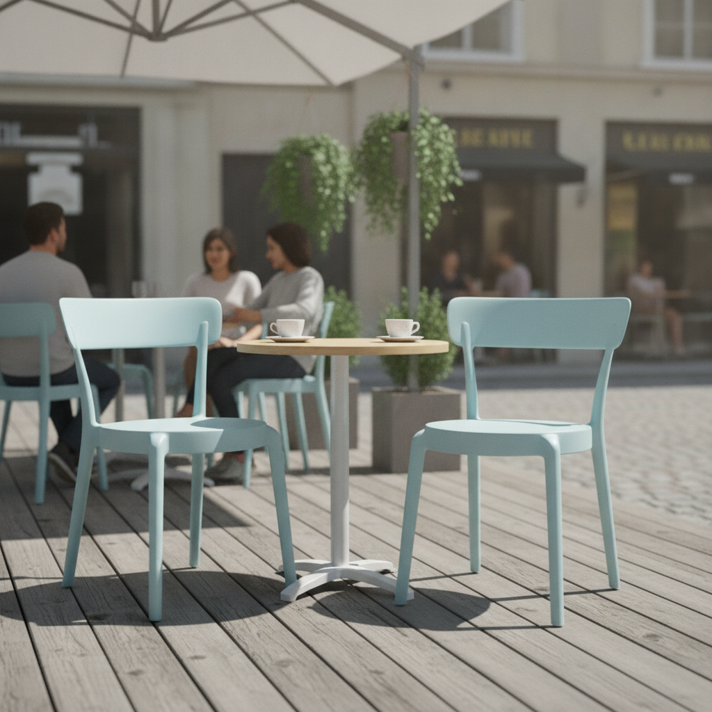 Polypropylene Icy Blue Café Chairs 794mm for Indoor & Outdoor Use (Pack of 2)