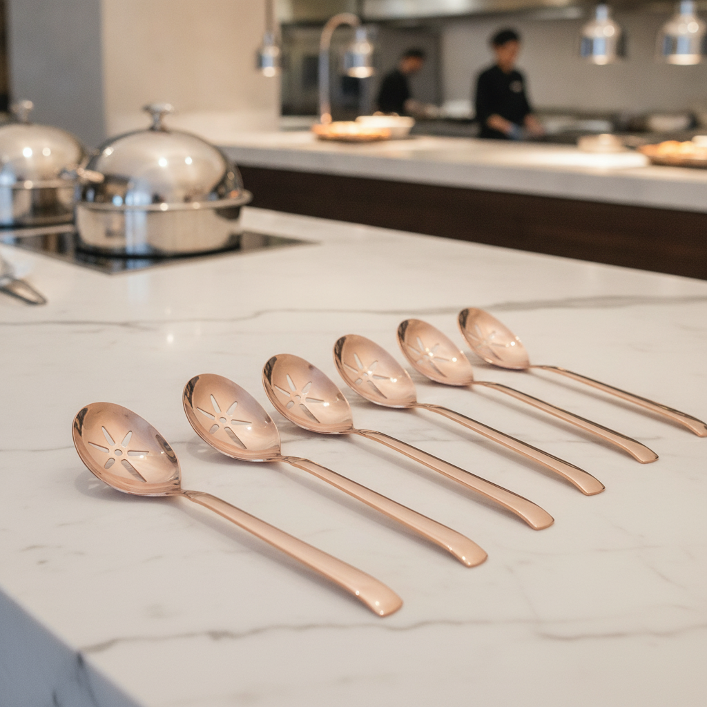 18/10 Stainless Steel Slotted Serving Spoon for Buffets (Pack of 6)