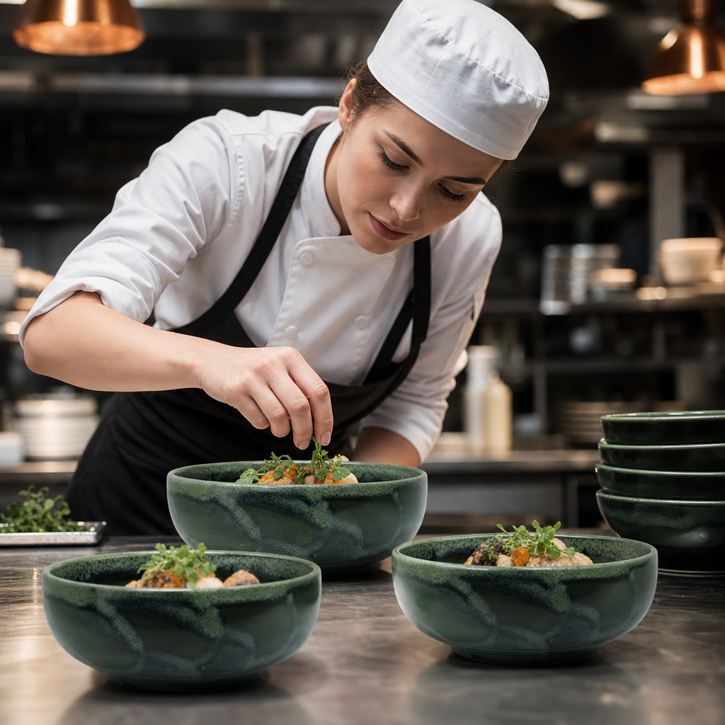 Alumina Bowl 155mm Green Vitrified Ceramic for All Courses (Pack of 12)