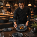 Deep Coupe Plates Black China for Contemporary Dining (Pack of 12)