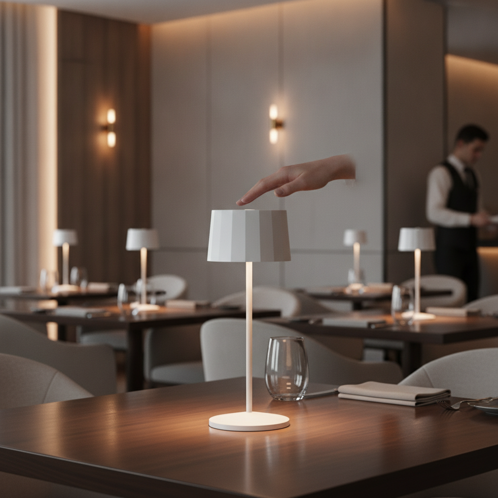 Aluminium LED Rechargeable Table Lamp 300mm for Restaurants & Hotels