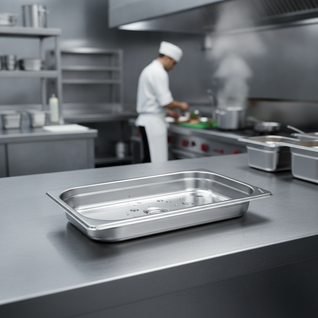 201 Stainless Steel 1/3 Gastronorm Tray 40mm for Commercial Use