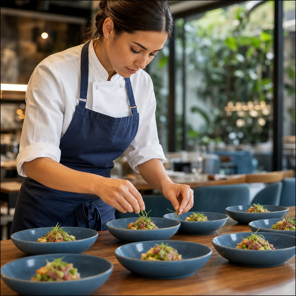 Shallow Bowls 260ml Blue Vitrified Porcelain for Dining Rooms (Pack of 12)