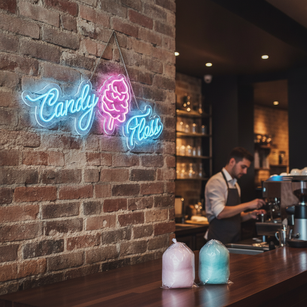 LED Candy Floss Neon Style Light-up Sign for Events & Parties