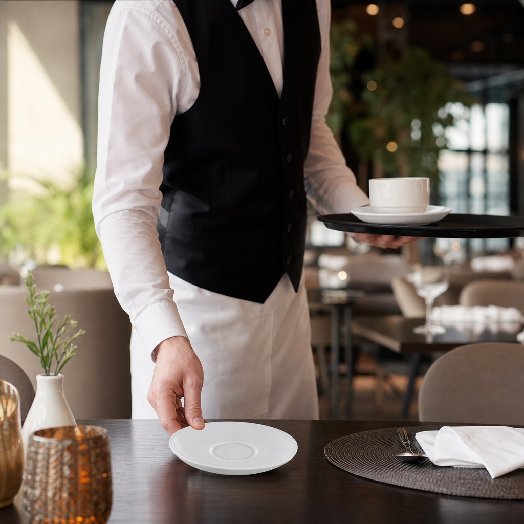 Saucers 155mm White Porcelain for Professional Catering (Pack of 6)