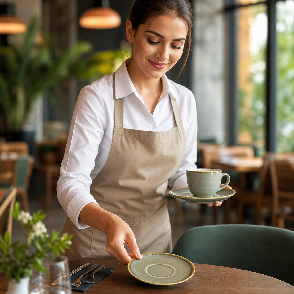 Cappuccino Saucers Moss 160mm Porcelain for Modern Cafés (Pack of 6)