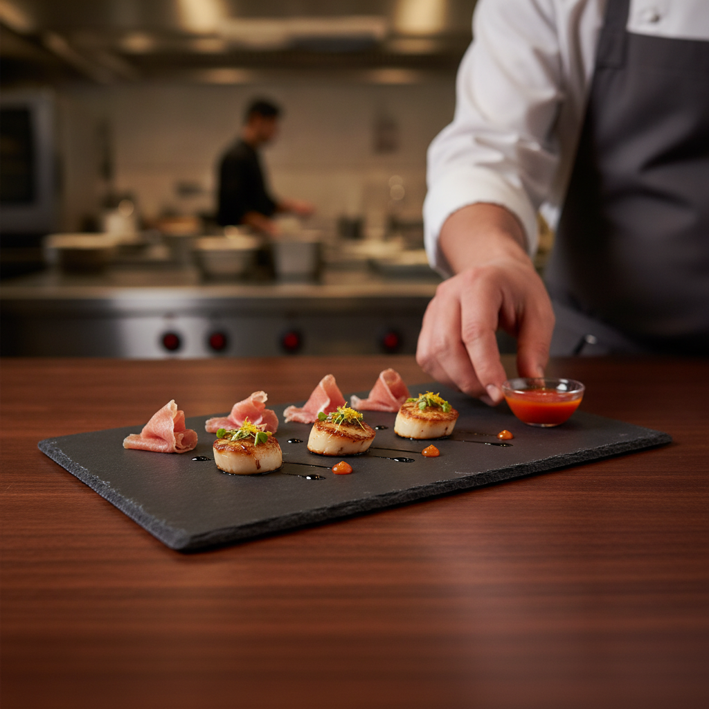 Slate Rectangular Tray 1/2 GN for Elegant Food Displays