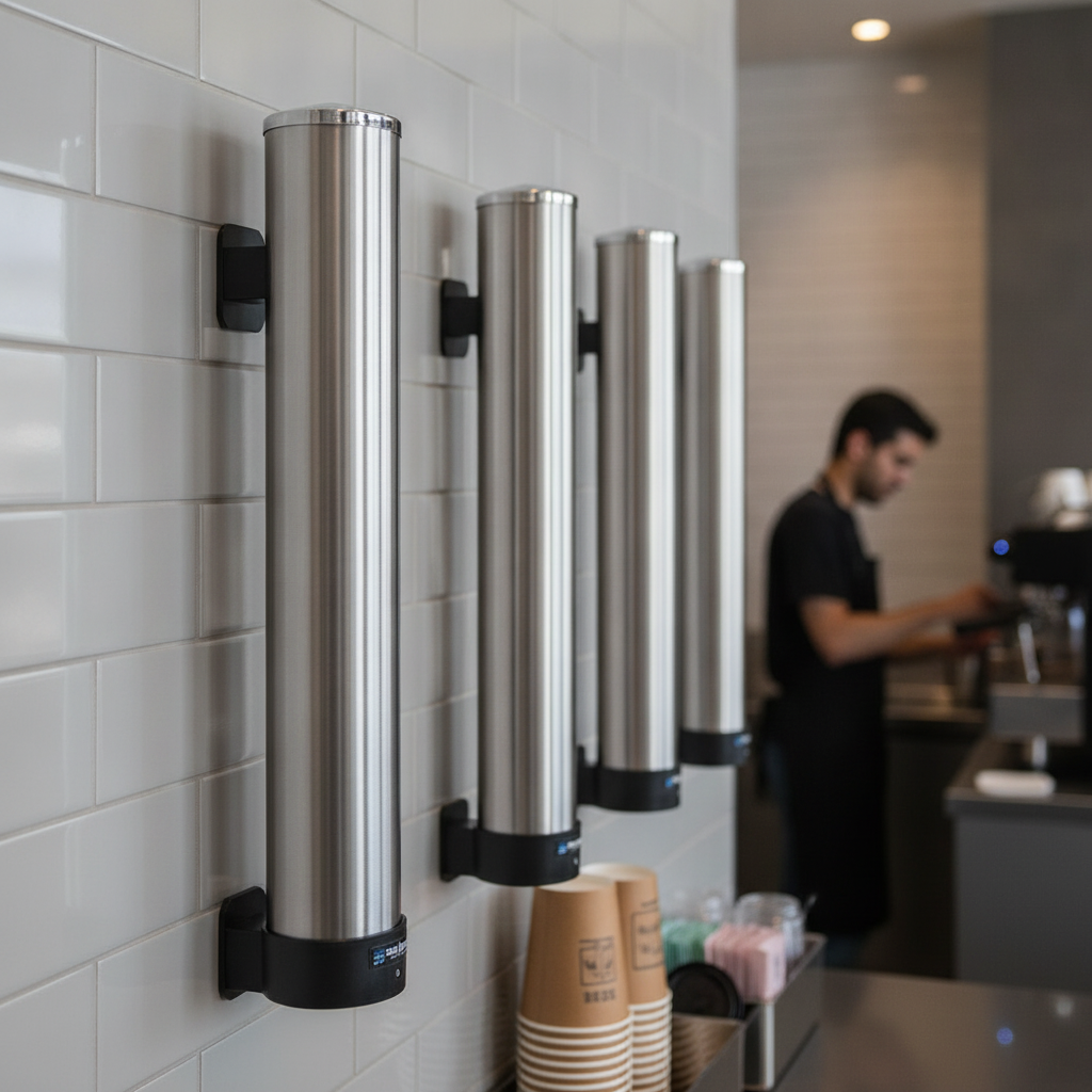 Stainless Steel Wall Mounted Cup Dispenser 12-24oz for Efficient Use