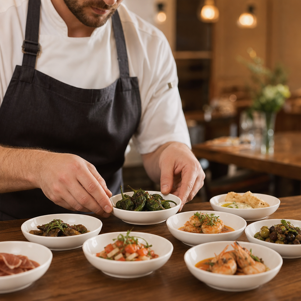Bamboo Inspired Porcelain Shallow Bowls 130mm for Serving Tapas & Sides