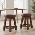 Rubber Wood Low Stools with Deep Padded Seat 475x335mm for Dining Spaces (Pack of 2)