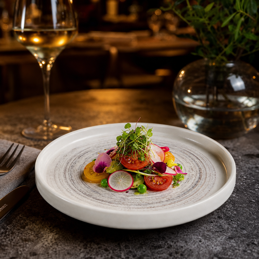 Walled Plates 160mm Vitrified Ceramic for Presenting Fresh Produce (Pack of 6)