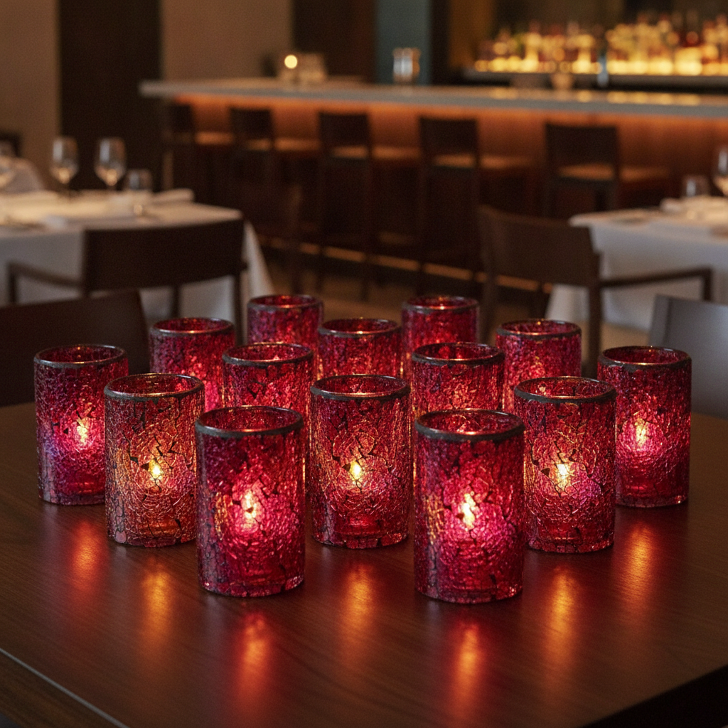 Crackle Glass Cylinder Lamp 80mm for Event Venues (Pack of 24)