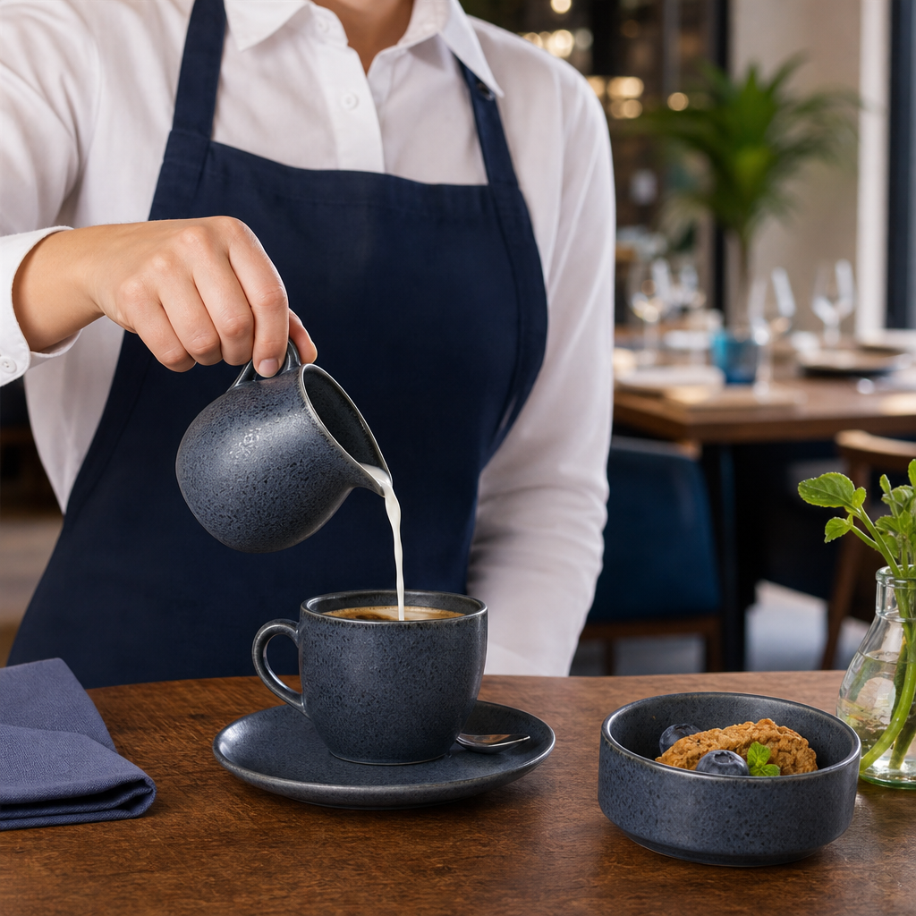 Vitrified China Milk Jug 170ml in Blue for Coffee Service (Pack of 12)