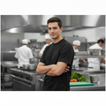 Black Cotton Chef T-Shirt with MeshAir for Kitchen Staff (Sizes S-XXL)