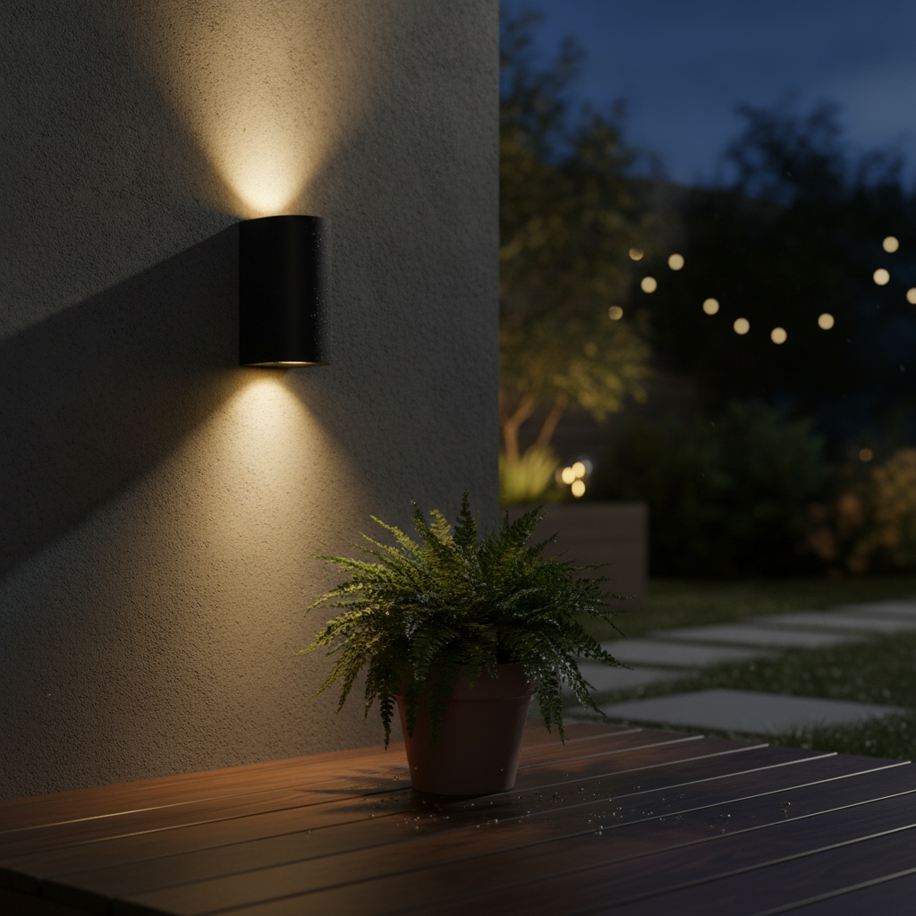 Aluminium Outdoor Wall Light in Black for Patios & Gardens
