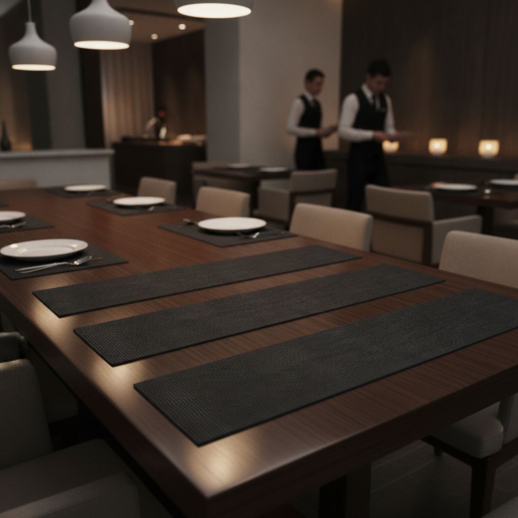 High Grade Silicone Table Runner Black 356x180mm for Dining (Pack of 3)