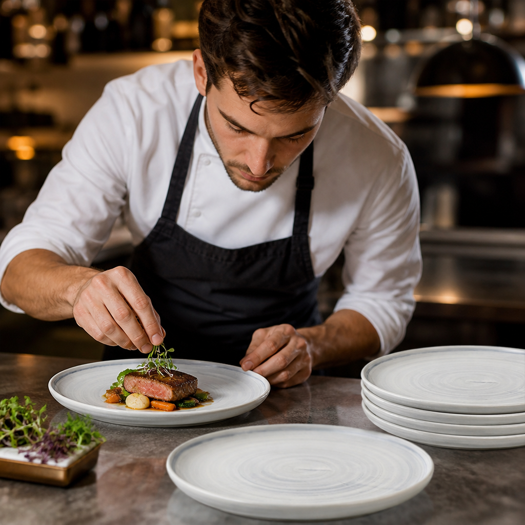 Walled Plates 210mm Grey Vitrified Ceramic for Professional Plating (Pack of 6)