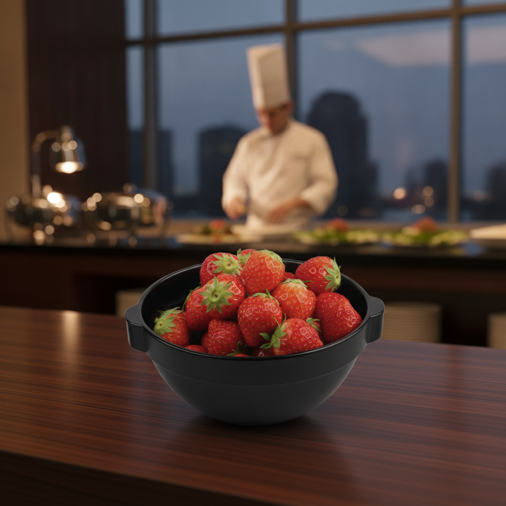 Black Melamine Bowl 0.5L for Buffet Service