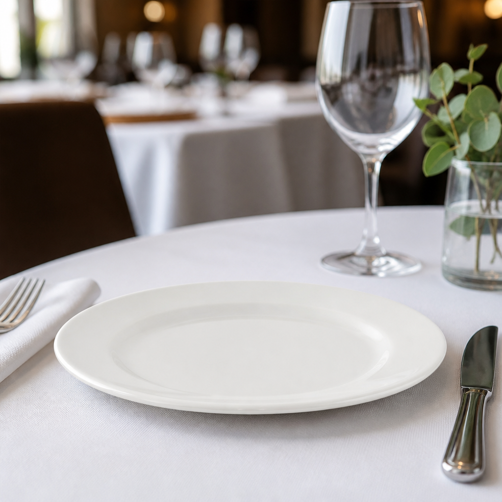 Plate inch 8 White Porcelain for Catering Needs (Box of 24)