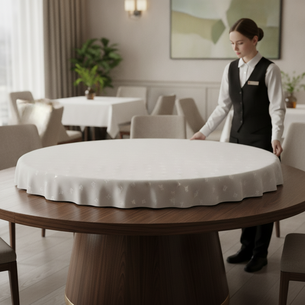 Cotton White Round Tablecloth 2300mm for Elegant Dining