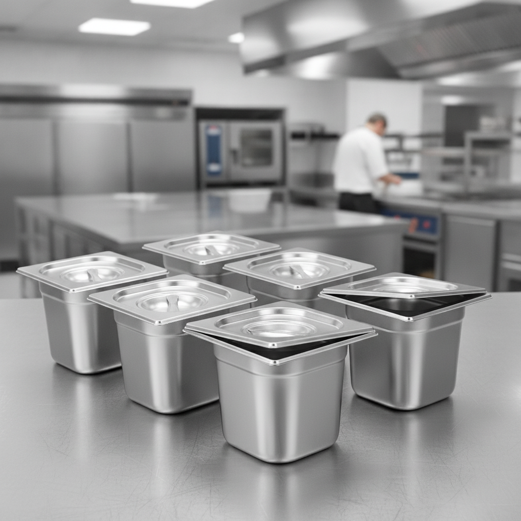 Stainless Steel Gastronorm Tray 1/6 for Food Storage (Pack of 6)