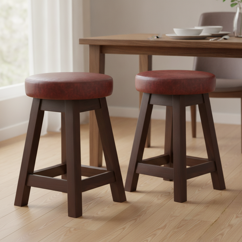 Rubber Wood Low Stools with Dark Walnut Finish 475x335mm for Dining Spaces (Pack of 2)