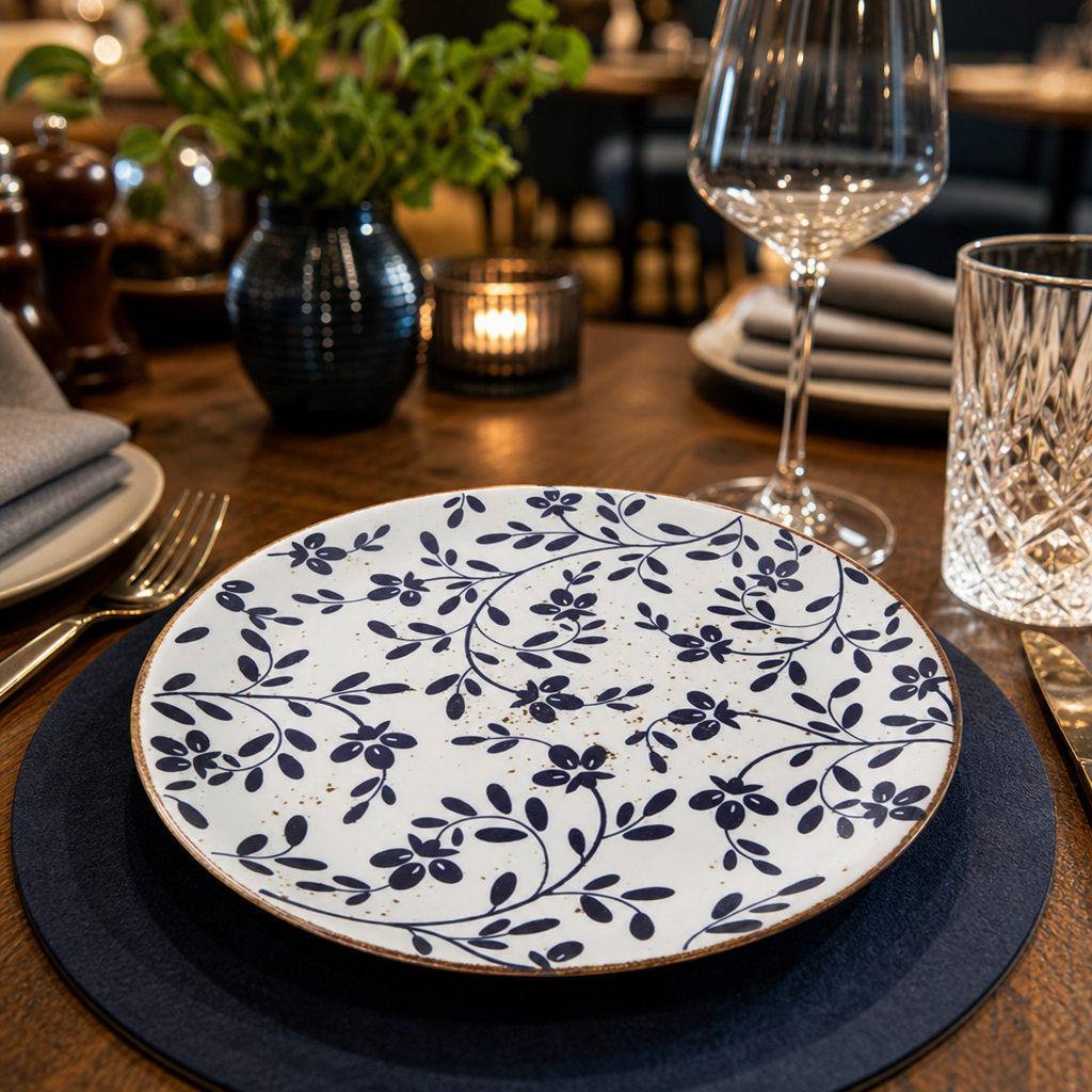 Coupe Plates 202mm Blue Vitrified Ceramic for Stylish Table Settings (Pack of 12)