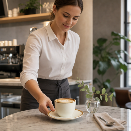 Cappuccino Saucers 140mm Porcelain for Modern Cafés (Pack of 6)